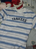 MLB官方 男女情侶學(xué)院風(fēng)條紋撞色圓領(lǐng)運動(dòng)休閑T恤夏季新款TSV03 紐約洋基隊/象牙色 M 曬單實(shí)拍圖