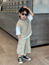 mlgt kids童裝男童套裝夏季新款韓版帥氣兒童短袖工裝衣服男孩夏裝 綠色 帥氣假兩件短袖短褲套裝 100 曬單實(shí)拍圖