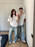 MDlila情侶裝夏季套裝2025新款潮牌衣服寬松短袖t恤感團(tuán)體班服定制 男白灰+女白灰 XL 男+女S 曬單實(shí)拍圖