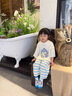 G.DUCKKIDS小黃鴨童裝兒童睡衣女童夏季薄款家居服套裝女孩透氣莫爾代空調服 米白色 100 建議2~3歲【 90-100cm】 曬單實(shí)拍圖
