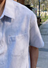 名創(chuàng)優(yōu)品短袖襯衫男夏季牛津紡條紋襯衣男士衣服休閑翻領(lǐng)半袖Z 藍(lán)白 M 曬單實(shí)拍圖