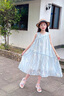 小咕嘟熊女童夏裝公主裙2025新款雪紡裙子女大童夏季背心裙兒童夏天連衣裙 藍(lán)色 130 曬單實(shí)拍圖