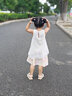 拉夏貝爾女童連衣裙夏裝2025新款寶寶碎花公主裙兒童夏季無(wú)袖裙子 粉色 130 建議身高121-130cm 曬單實(shí)拍圖