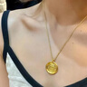 如潼金包銀吊墜黃財(cái)神八寶羅盤福字圓牌吊墜送男友老公生日禮物  約23克 曬單實(shí)拍圖