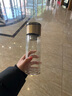 固智索雙層玻璃杯水杯男士商務(wù)茶水分離杯泡茶杯高檔透明茶杯生日禮物 黑色 400ml 曬單實拍圖