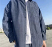 NEW OR MODE復(fù)古格子襯衫男韓版潮流ins休閑寬松情侶帥氣衣服潮牌襯衣外套男 黑色 XL 曬單實(shí)拍圖