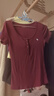 ABERCROMBIE & FITCH女裝25夏新款美式復古經(jīng)典小麋鹿亨利領修身短袖T恤KI139-5704 紫紅色 S (165/92A) 曬單實拍圖