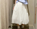 無(wú)印良品（MUJI）女式 強捻 抽褶裙 長(cháng)半身裙女裙子女裝格子裙25年夏季BE1VEC5S 米白色 XL （165/74A） 曬單實(shí)拍圖