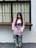 BJHG不計后果連帽衛(wèi)衣男秋季潮牌寬松抗菌抗靜電搖粒絨圓領(lǐng)休閑上衣女 淺粉色 L 曬單實拍圖