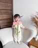 班喜迪嬰兒衣服秋裝嬰幼兒連體衣洋氣女寶寶外出爬服春秋季公主百天哈衣 米色 90cm 曬單實(shí)拍圖