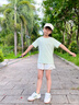 OVE女童運動速干套裝夏季2025新款兒童跑步羽毛球訓(xùn)練服冰絲短袖短褲 18530白色+19146綠色 150 曬單實拍圖