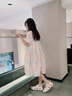 諾佳微淇女童連衣裙夏季2025新款兒童夏裝洋氣公主裙女孩夏款短袖棉布裙子 粉藍色 150 曬單實拍圖