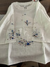啄木鳥民族風刺繡花棉麻女裝2025夏裝新款七分袖T恤女寬松白色夏季上衣 白色【繡花款】 L 105-115斤 曬單實拍圖