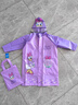 迪士尼（Disney）兒童雨衣女童小學(xué)生帶書包位防水幼兒園雨披 DK23093紫色XL碼 曬單實(shí)拍圖