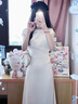蔻伊婭（Kouyiya）品牌女裝新品連衣裙子夏天女裝2025夏季新款氣質(zhì)名媛復(fù)古魚尾裙 棷奶白 S 曬單實(shí)拍圖