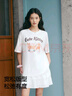 森馬（Semir）短袖t恤女中長(cháng)款寬松顯瘦萌寵印花上衣2025夏裝新款透氣套頭衫 本白10102-戴珍珠項鏈的小貓 2XL 曬單實(shí)拍圖