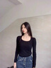 方領(lǐng)打底衫女秋冬內(nèi)搭長(zhǎng)袖t恤女洋氣百搭修身顯瘦上衣 愚仁服飾1039黑色 XL 曬單實(shí)拍圖