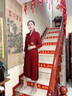紫魅俏高端喜婆婆婚宴旗袍喜服結(jié)婚高貴刺繡媽媽婚禮敬酒禮服連衣裙女裝 酒紅色【七分袖】 2XL (建議125-135斤) 曬單實(shí)拍圖