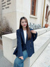 lagogo藏青色雙排扣正肩西裝女拉谷谷2025年秋季新款通勤職場(chǎng)外套 藏青色 S 曬單實(shí)拍圖
