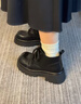 QIPUSEN品牌短靴女厚底真皮英倫風馬丁靴女2025秋冬新品女鞋百搭靴子女 黑色單里 34 曬單實拍圖