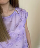 朵朵·可可25夏季新款純棉印花貢緞休閑簡約短袖寬松家居服睡裙 紫色 S (155) 曬單實拍圖