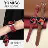 ROMISS適用iwatch蘋(píng)果手表表帶apple watch s10女s9新款iphone高級(jí)ultra2真皮applewatch手表帶42/46mm 波爾多紅（男女通用款） 44/45/46/Ul 曬單實(shí)拍圖