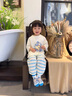 G.DUCKKIDS小黃鴨童裝兒童睡衣女童夏季薄款家居服套裝女孩透氣莫爾代空調服 米白色 100 建議2~3歲【 90-100cm】 曬單實(shí)拍圖