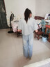 諾佳微淇女童牛仔套裝夏裝2025新款中大童夏季洋氣泡泡袖上衣闊腿褲兩件套 藍(lán)色 150 曬單實(shí)拍圖