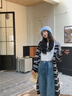 DGOV秋季新款寬松設(shè)計(jì)感復(fù)古條紋長款針織毛衣外套女保暖開衫上衣女 單色 S 建議90-100斤 曬單實(shí)拍圖