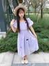 皮爾卡丹（pierre cardin）女大童夏裝連衣裙2025新款少女學生公主長裙子女孩雪紡沙灘裙夏季 紫色 170 【建議咨詢客服再定尺碼】 曬單實拍圖