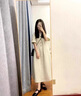 愛 西娜女大童連衣裙夏季2025新款初中生夏裝中長款裙子夏款韓版寬松15歲 米色 150 cm 曬單實拍圖
