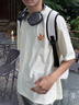 回力t恤男款重磅高克重楓葉印花半袖青少年夏季大碼男裝正肩純棉短袖 淺米(秋葉胸標(biāo)) XL 180/(建議140斤-160斤左右) 曬單實拍圖