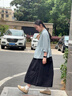 衣典零一（LEDIALYI）天絲亞麻短袖襯衫女夏季薄款2025新款休閑洋氣高級感媽媽小衫上衣 藍色 M （建議95-115斤） 曬單實拍圖