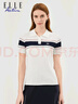 ELLE ACTIVE優(yōu)雅撞色針織POLO衫女士春夏季休閑通勤百搭顯瘦毛織翻領(lǐng)T恤女 白色 2XL 曬單實(shí)拍圖