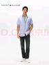 Tommy Hilfiger【彈力牛津紡】夏季男易打理休閑條紋純色中性簡(jiǎn)約短袖襯衫 曬單實(shí)拍圖