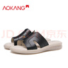 奧康（Aokang）女鞋時裝拖一字拖外穿休閑百搭舒適女士涼鞋1224821081黑39碼 曬單實拍圖