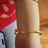 MERCANTIA金包銀古法開口吉言手鐲女士手環(huán)情人節(jié)禮物實心不褪色首飾送母親 吉言開口手鐲總重30克包金約1.5克 曬單實拍圖