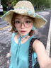 迪淑琪草帽女沙灘大檐帽俏皮淑女風蕾絲蝴蝶結(jié)波浪邊夏天海邊度假遮陽帽 米色-藍花 M（56-58cm） 曬單實拍圖