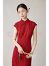 自巧小個子領(lǐng)證訂婚改良旗袍裙女2024夏裝新款新中式紅色復(fù)古裙子 佳人紅 S (3碼) 曬單實拍圖