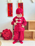 G.DUCKKIDS小黃鴨童裝嬰兒套裝春秋寶寶抓周歲禮服百天滿月服秋季中國風唐裝 A類-紅色三件套 80 尺碼建議9-12個月cm 曬單實拍圖
