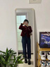 TKSY短款小香風(fēng)羽絨服女冬輕薄白鴨絨內(nèi)膽小個(gè)子羊毛外套紅色呢子大衣 酒紅色 S【體重88-95斤】 曬單實(shí)拍圖