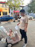 bebehaha搖搖樂嬰兒搖搖車推車二合一兒童手推車遛娃神器搖依搖車 旗艦款-英倫粉【坐墊+四季頭枕】 曬單實拍圖