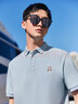 卡賓（CABBEEN）【汗隱珠地】刺繡男2024夏季新款休閑情侶裝女polo衫 藍灰色27 M /170/48 曬單實拍圖