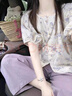 樂芬蘭（LeFenLan）休閑褲女裝套裝2025夏季衣服新款時尚減齡氣質(zhì)小清新九分褲兩件套 上衣+褲子 XL 曬單實拍圖