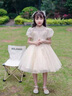 奧萬森aowansen女童禮服輕奢小眾鋼琴演出服兒童生日公主裙女孩主持人花童婚禮裙 2306香檳色 短袖 +送皇冠 150 cm 曬單實(shí)拍圖