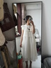 妙奕嘉白色連衣裙女裙子夏季2025新款海邊度假沙灘裙小個子仙女裙新品 杏色小飛袖初戀連衣裙 L 【建議100-115斤】 曬單實拍圖