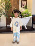 G.DUCKKIDS小黃鴨童裝兒童睡衣女童夏季薄款家居服套裝女孩透氣莫爾代空調服 米白色 100 建議2~3歲【 90-100cm】 曬單實(shí)拍圖