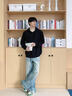 名創(chuàng)優(yōu)品（MINISO）藏青色衛(wèi)衣男春秋季開衫外套2025新款青少年寬松百搭重磅連帽衣服 藏青(純色) XL /180(體重140-160斤) 曬單實拍圖