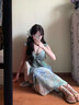 緋垚海邊度假風(fēng)連衣裙印花小飛袖吊帶連衣裙女夏季新款收腰仙女長(zhǎng)裙子 【圖片色】 M 曬單實(shí)拍圖