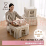 懶角落布藝?yán)準(zhǔn)占{箱衣服棉被子百納箱可折疊儲物整理盒米色66L-三面窗 曬單實拍圖